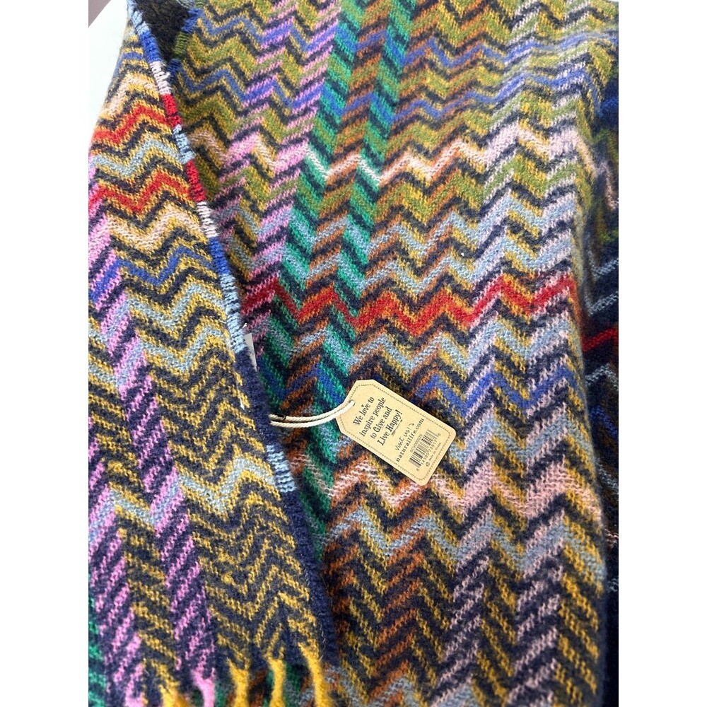NWT Natural Life Zig Zag Knit Scarf Shawl Throw Fringe Chevron 70"X24 - Picture 4 of 7